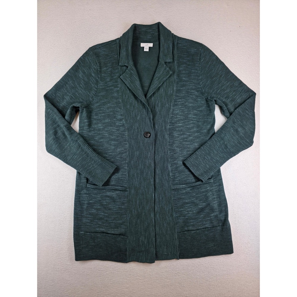 J. Jill Green Space Dye Single Button Longline Cardigan Sweater Blazer Small